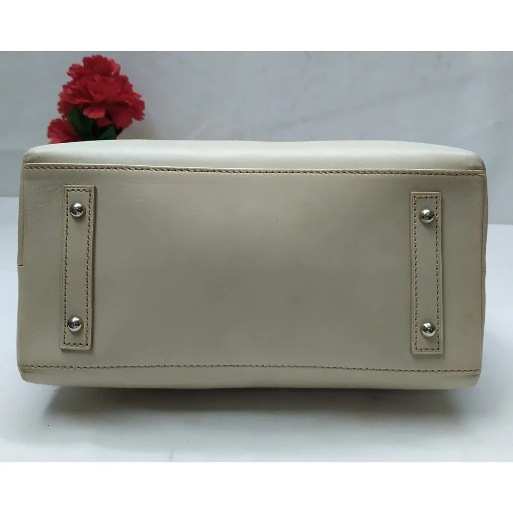 Dooney & Bourke Off White Leather Crocodile Embossed Top Handle Satchel Bag